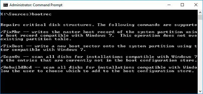 Симптомы ошибки Bootrec.exe